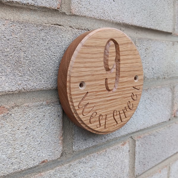 Personalised Oak House Number
