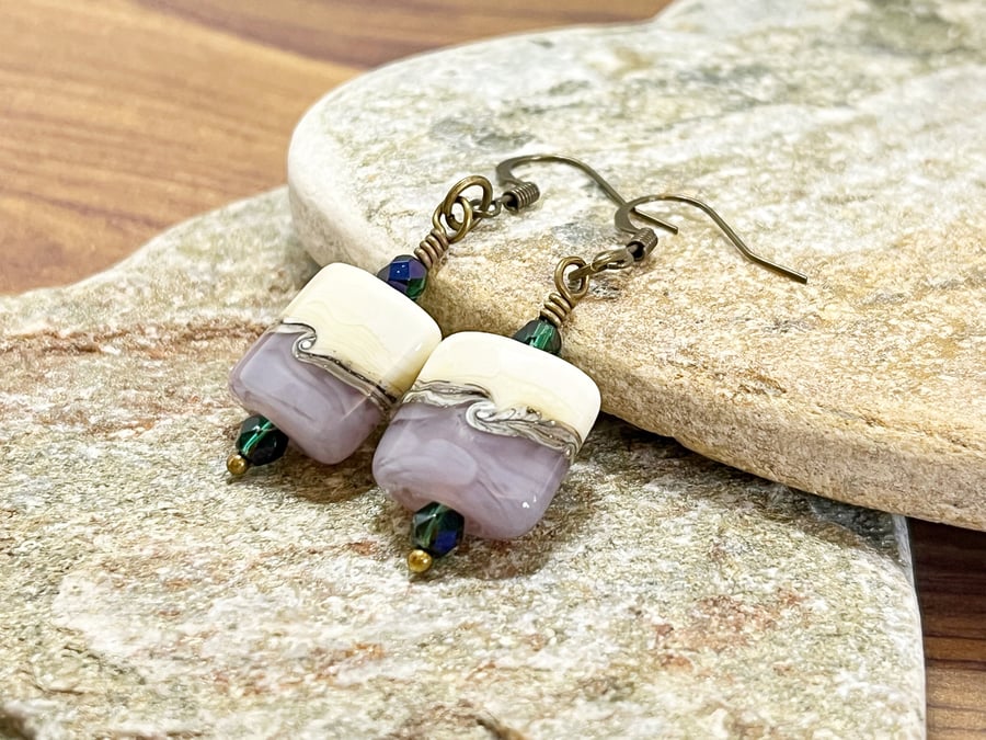 Square sales glass beads