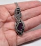 Oxidised Silver and Ruby Wire Woven Pendant - Ruby Wrapped and Woven Necklace - Image 5