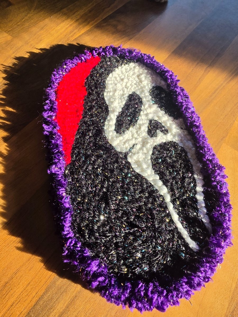 Ghostface inspired Punch Needle Glasses Holder, Handmade Horror Decor 