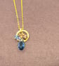 Blue Tourmaline Drop Pendant with Swarovski Crystals - Enhance Your Style!