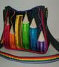 Small Navy & multi coloured Ribbon Pencil Handbag - Image 1