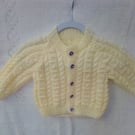Baby's Knitted Cable and Bobble Pattern Cardigan, Baby Shower Gift, Custom Make