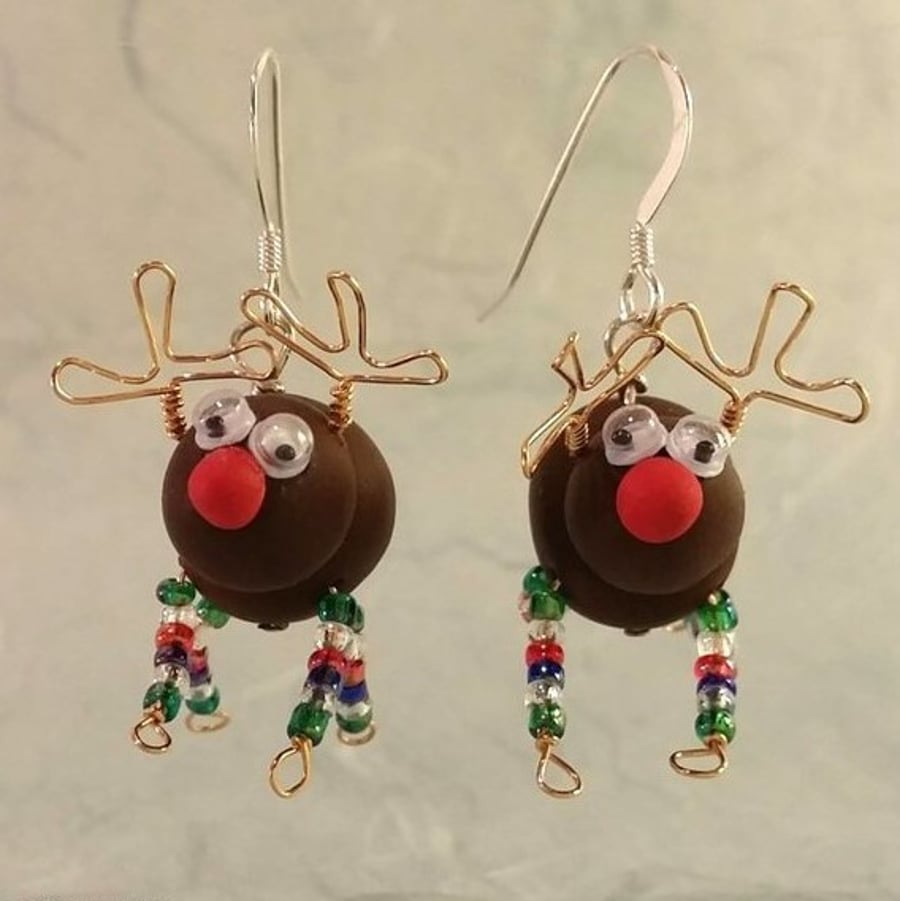 Reindeer Earrings - Multicoloured Legs