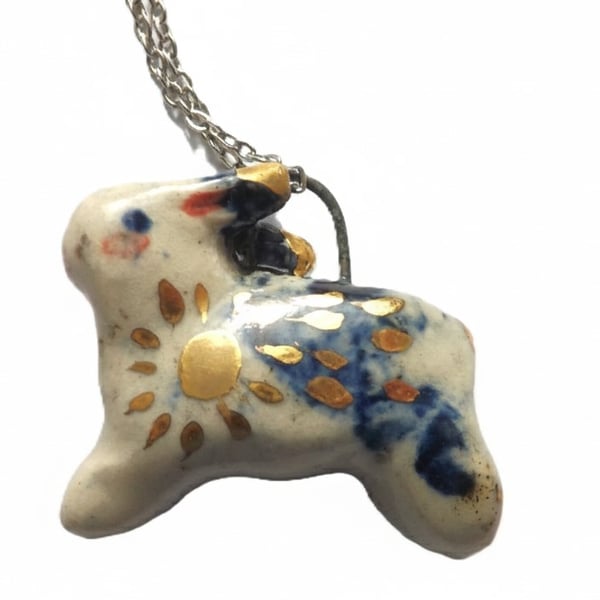 Ceramic Bunny Charm Necklace
