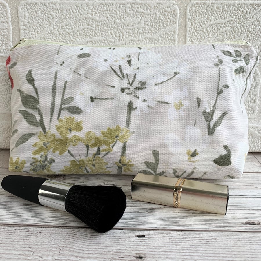 Floral make up bag, cosmetic bag or pencil case in cottage garden print