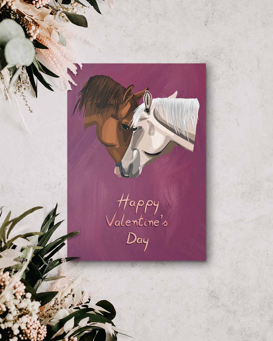 Horses Valentines Card