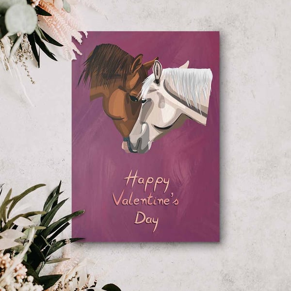 Horses Valentines Card