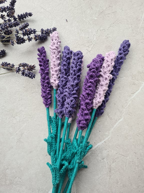 Handmade Lavender Stems - Everlasting Crochet Floral Décor