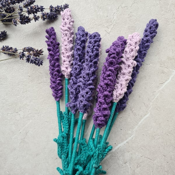 Handmade Lavender Stems - Everlasting Crochet Floral Décor