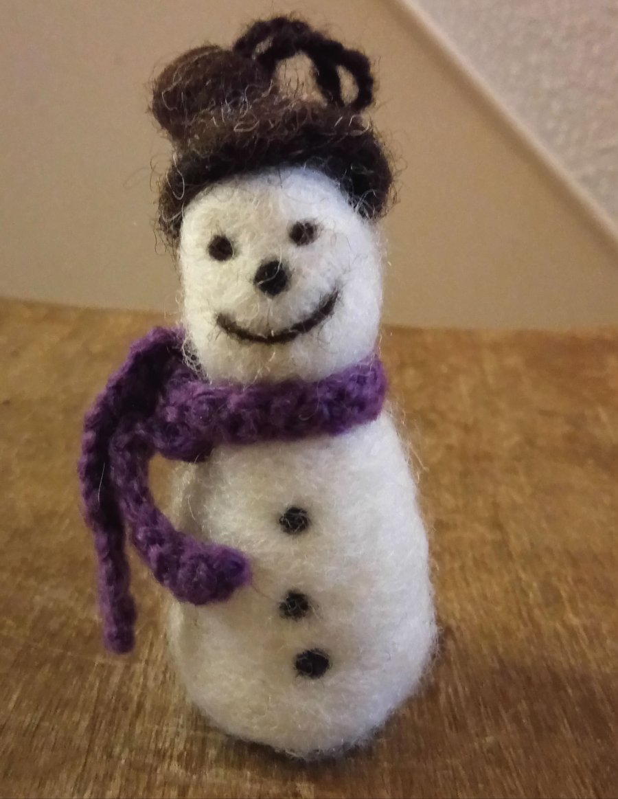 Snowman Christmas Decoration, needle-felted wool