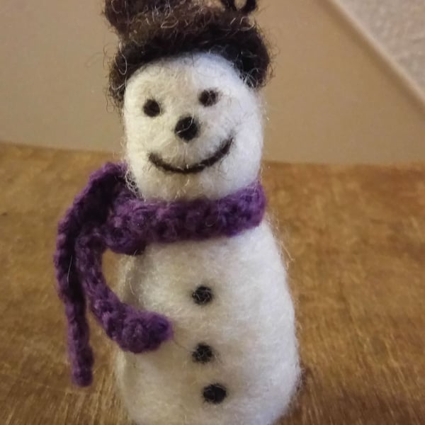 Snowman Christmas Decoration, needle-felted wool