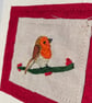 Robin, hand embroidered Christmas card, recycled card - Image 5