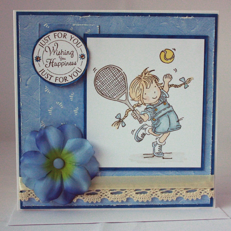 Any occasion greetings card - tennis playing girl