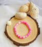 Bubblegum Pink Beaded Bracelet Handmade Stretch Bracelet