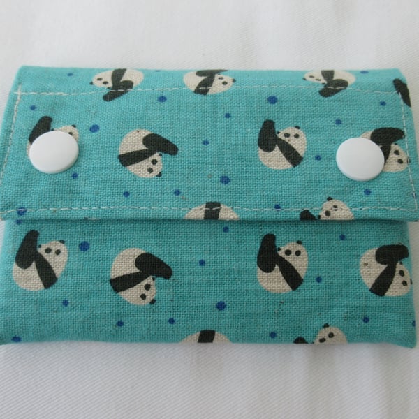 Panda themed Wallet, Handmade from Quality Cotton Fabric