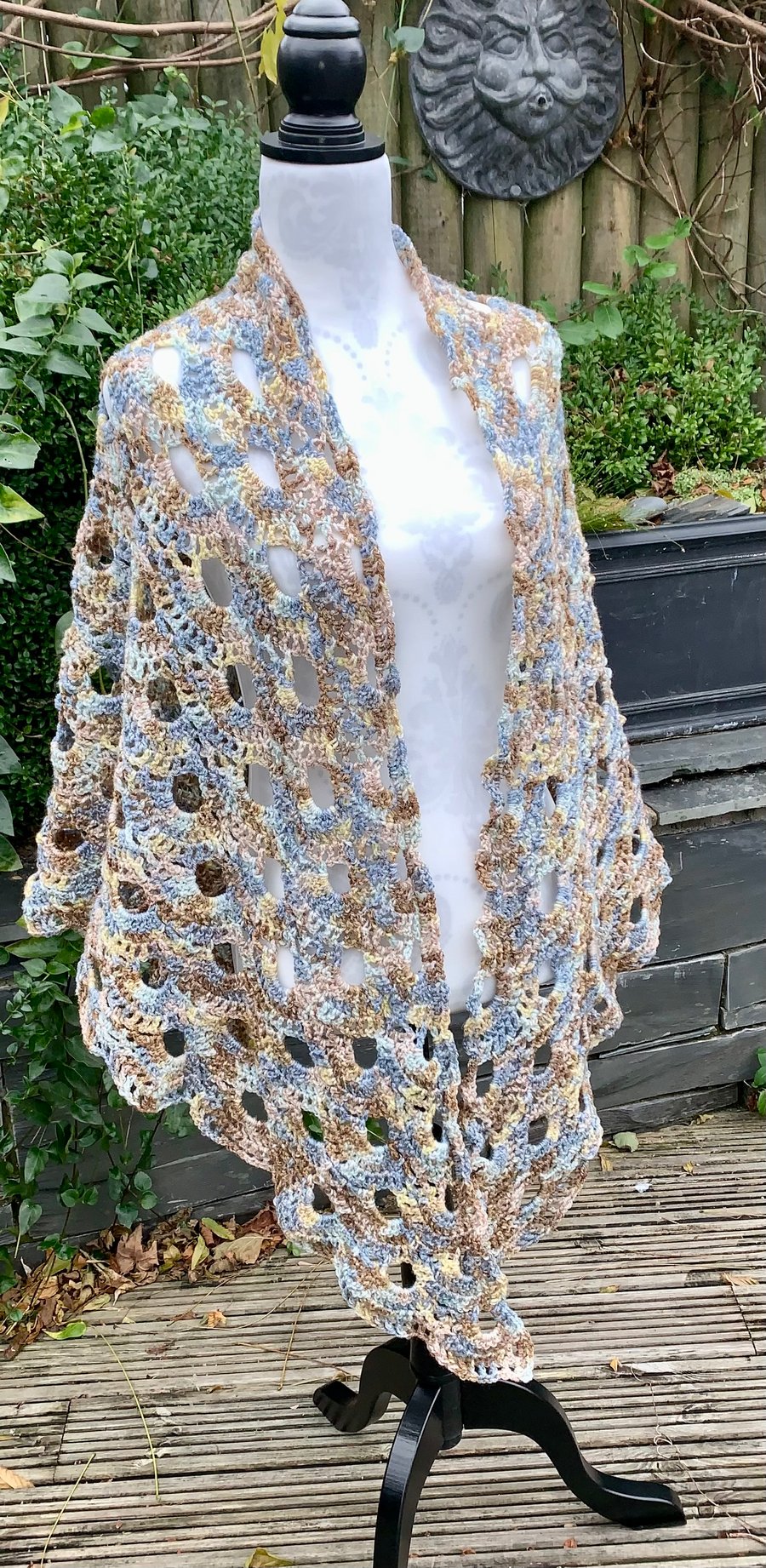 Handmade “virus” Design Crocheted Shawl 