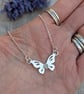 Sterling Silver Butterfly Necklace with Aquamarine - JBJ2060 - Image 2