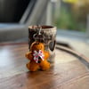 Red hearts felt gingerbread man keyring