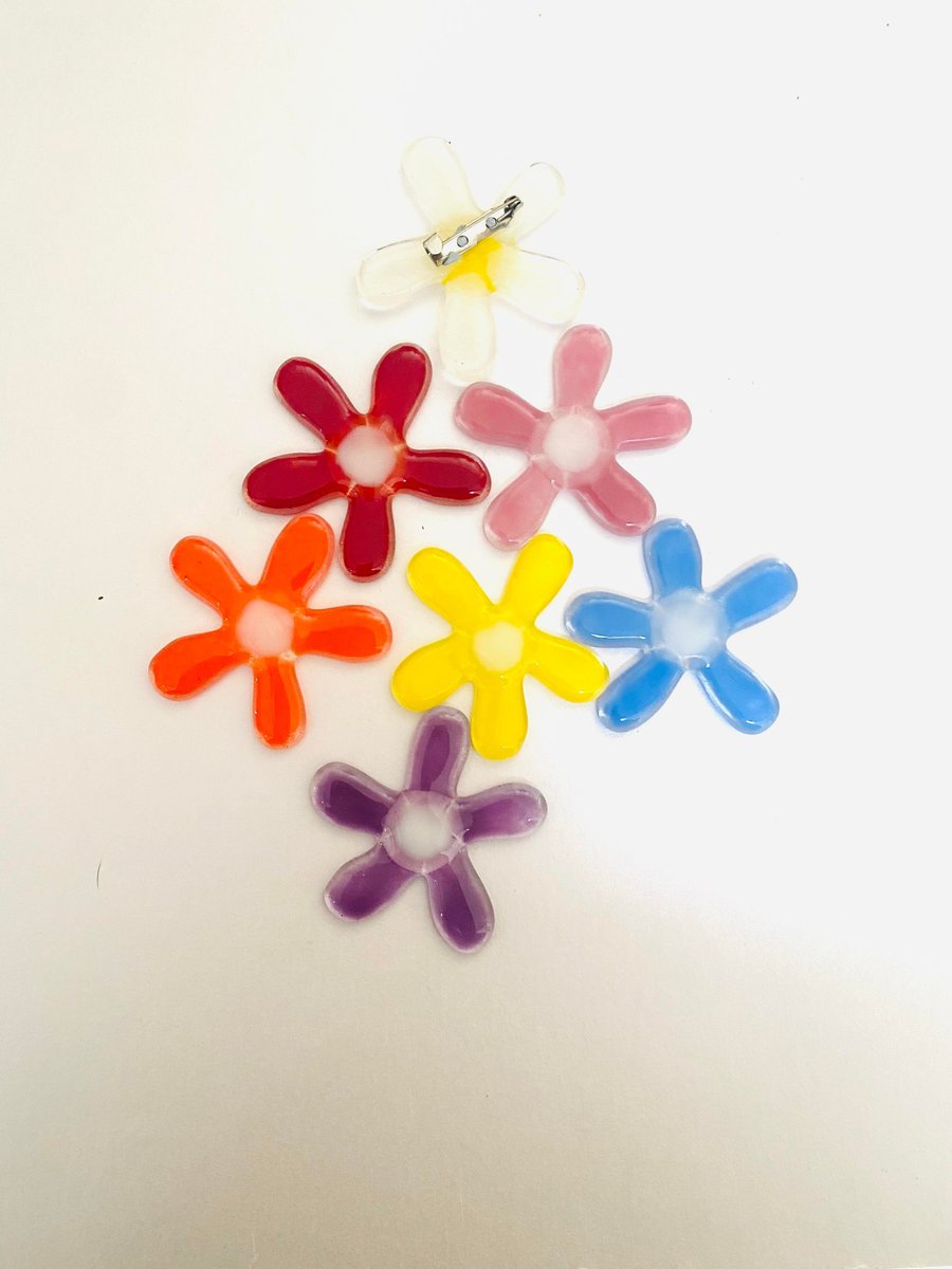 Fused Glass Flower Brooch