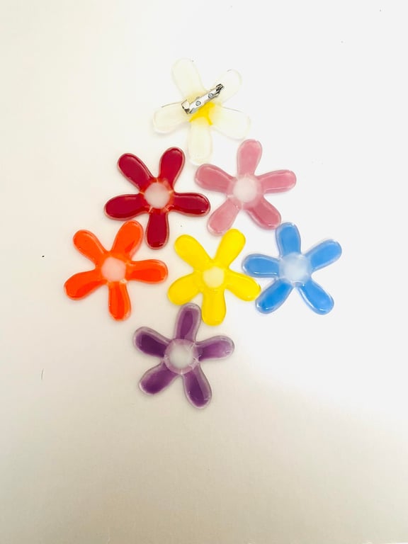 Fused Glass Flower Brooch