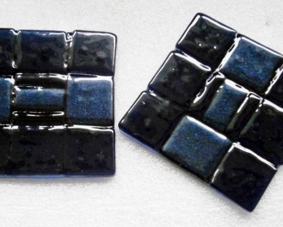 Midnight blue and sparkly blue fused glass coasters