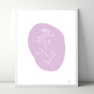 Sprig Pink A4 Art Print 