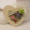 Beautiful Day Ceramic heart decoration with button flowers
