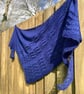 Feather Light Soft Navy Blue Merino Handknitted Lace Shawl Wrap Scarf - Image 5