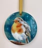 Ceramic robin ornament - hanging bird ornament, Christmas tree robin ornament  - Image 1