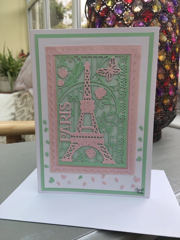 Paris Eiffel tower die cut card