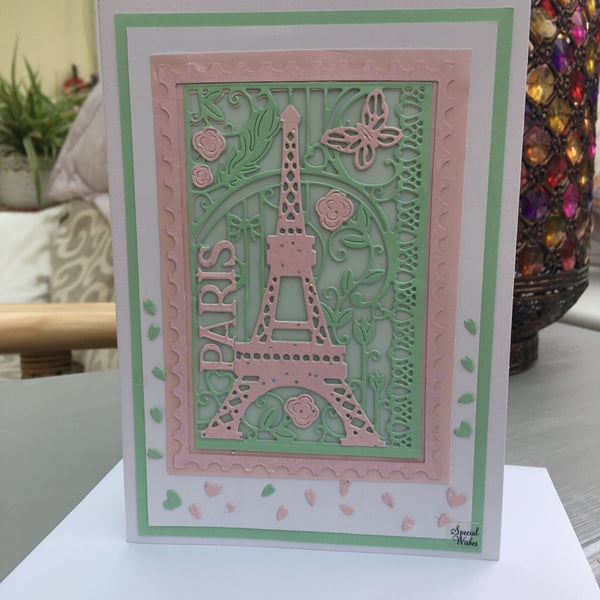 Paris Eiffel tower die cut card