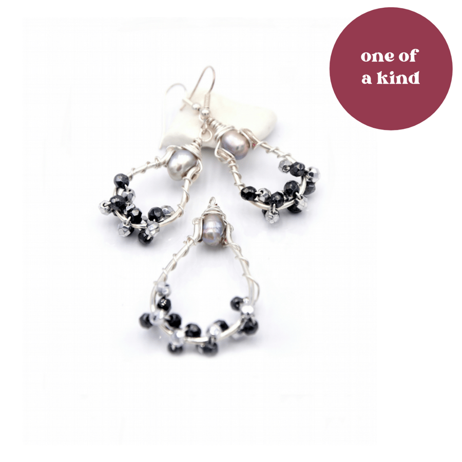 Pearl earrings and pendant; Swarovski crystals and pearls