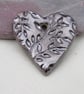 Medium Bronze Leaf Texture Heart Shaped Ceramic Pendant - Image 1