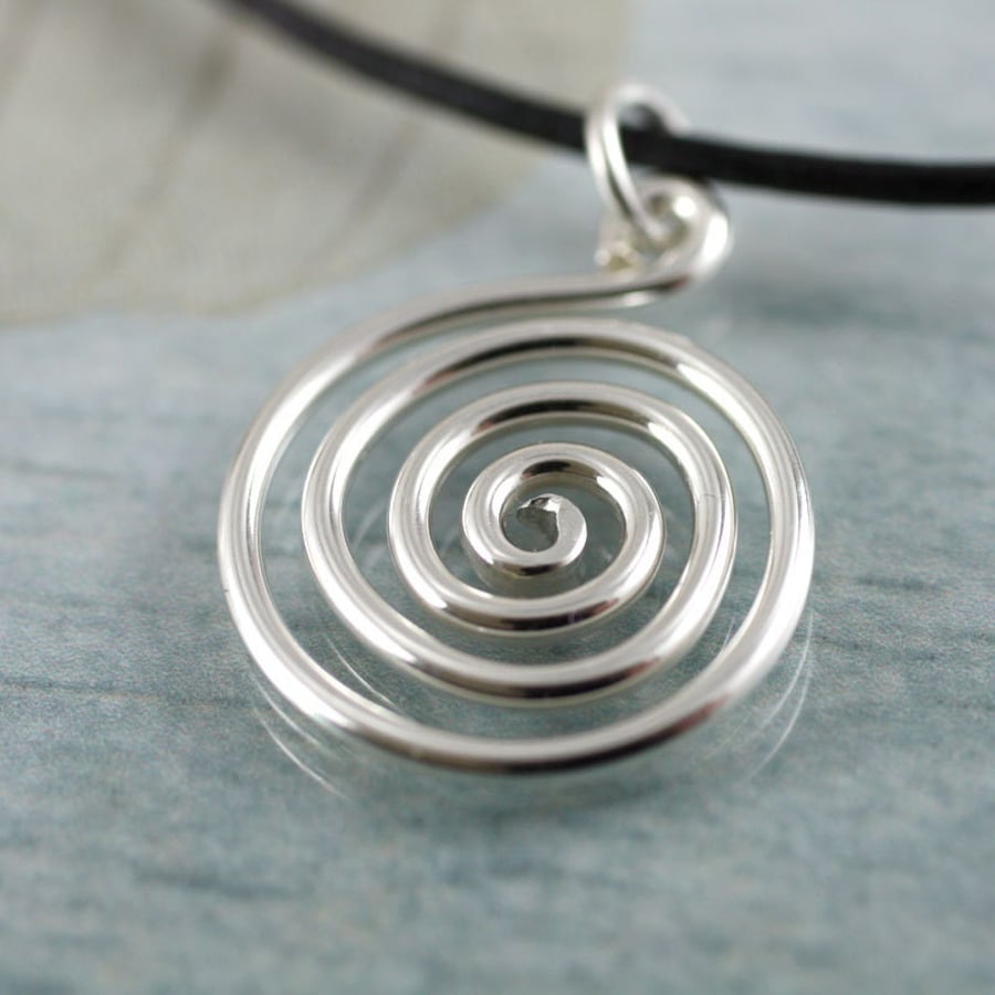 Celtic Spiral Pendant in Sterling Silver Pagan Viking