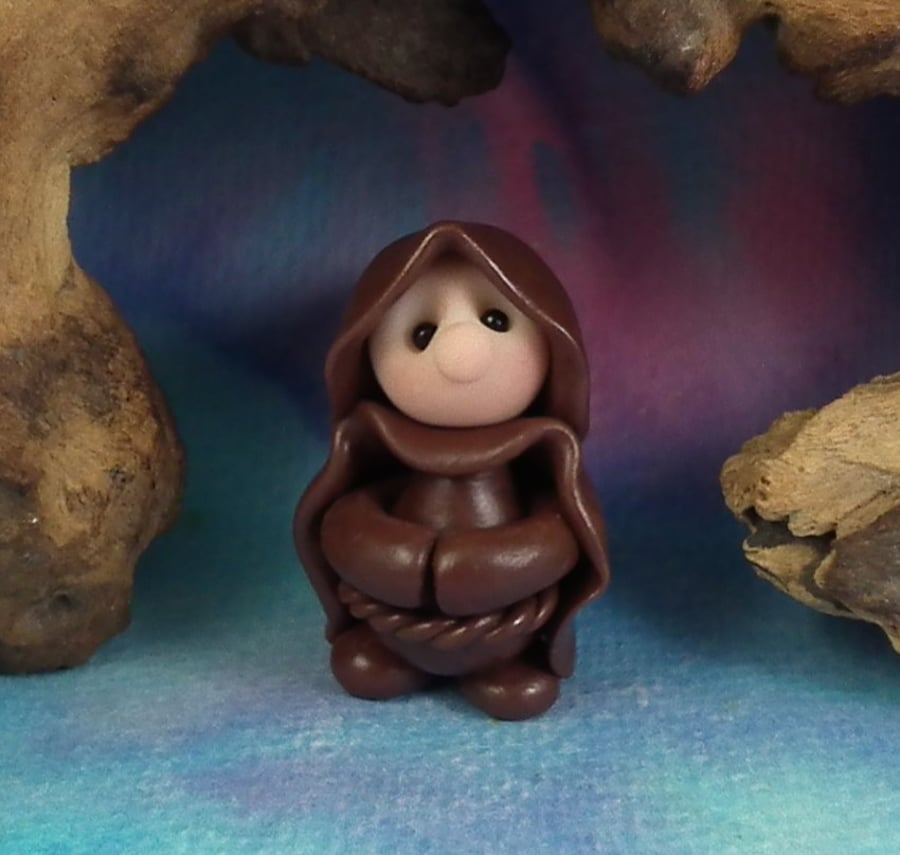 Tiny Gnome Monk 'Brother Linus' 1.5" OOAK Sculpt by Ann Galvin Gnome Village