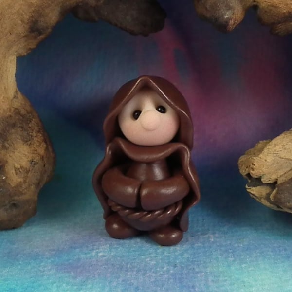 Tiny Gnome Monk 'Brother Linus' 1.5" OOAK Sculpt by Ann Galvin Gnome Village