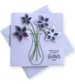 Get well card, vase of purple,  silver flowers Perfectly imperfect floral card. - Image 2