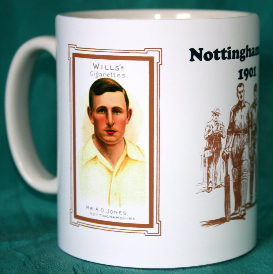 Cricket mug Nottinghamshire 1901 county players vintage design mug