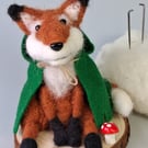 Needle Felted whimsical Fox - Woollen Decoration 