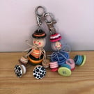 Button Friends bag charm, zipper charm, key ring