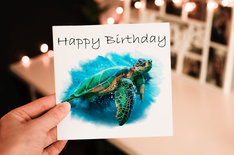 Turtle Birthday Card, Card for Friend, Turtle Greeting Card, Turtle Birthday