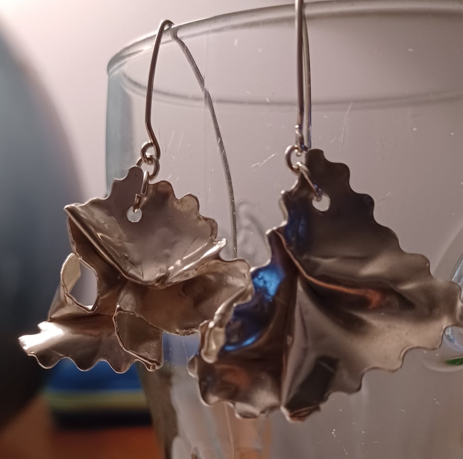 Silver ravioli earrings