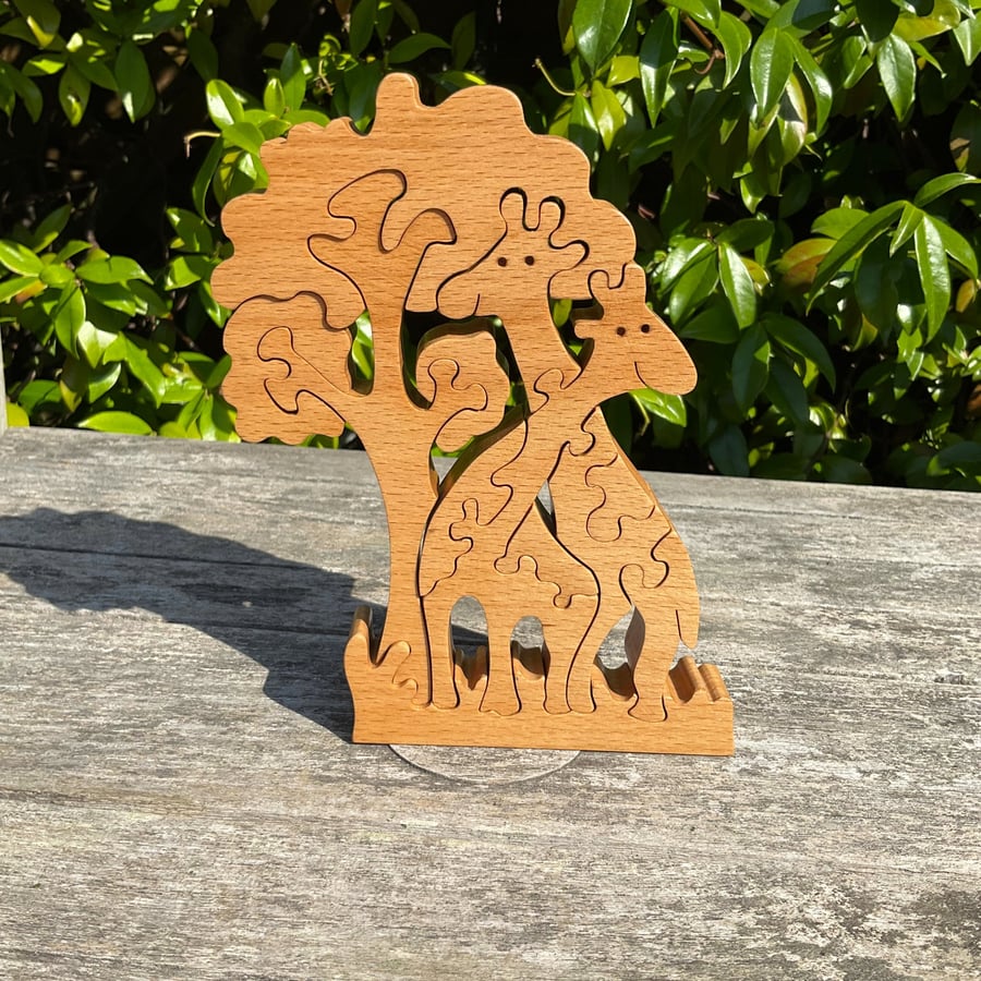 Freestanding Giraffe's in the Trees Beech Wood Puzzle 
