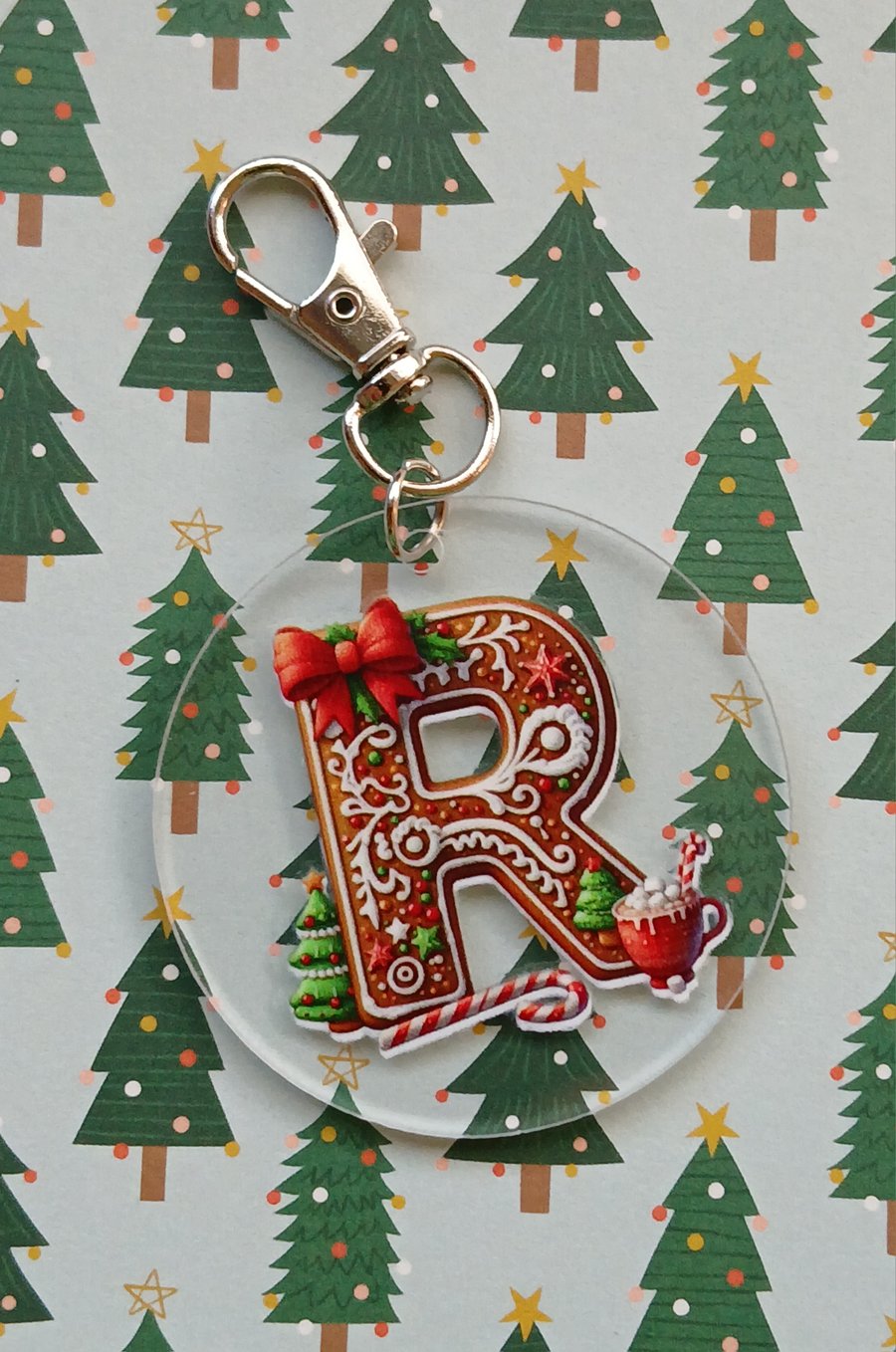 Clear acrylic Christmas keyring 