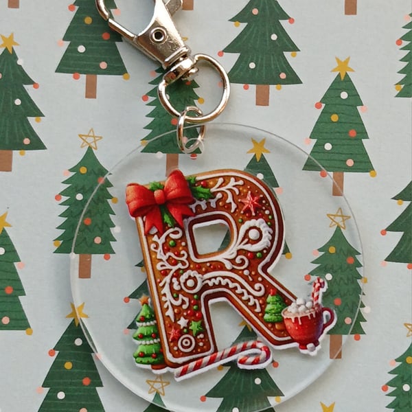 Clear acrylic Christmas keyring 