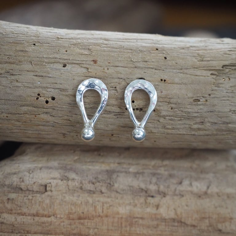 Studs, Small Silver Teardrop Ear Studs, Silver Stud Earrings