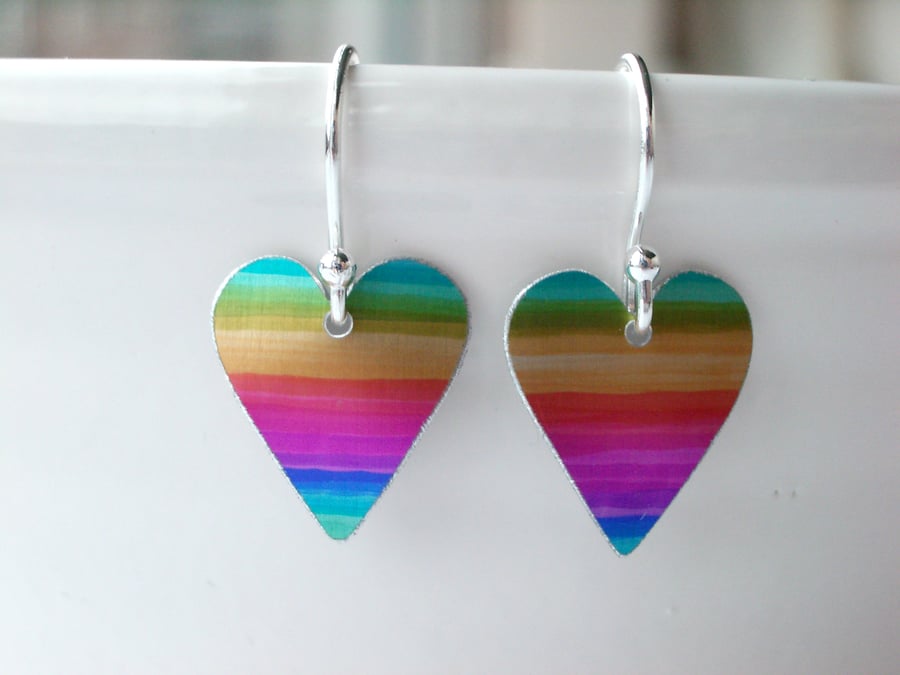 Rainbow heart earrings