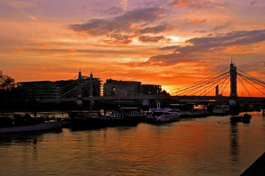 Albert Bridge River Thames London Sunset Photograph Print