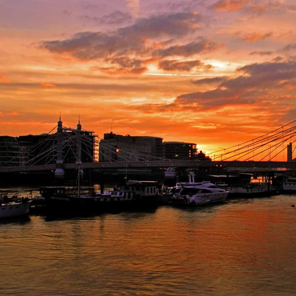 Albert Bridge River Thames London Sunset Photograph Print